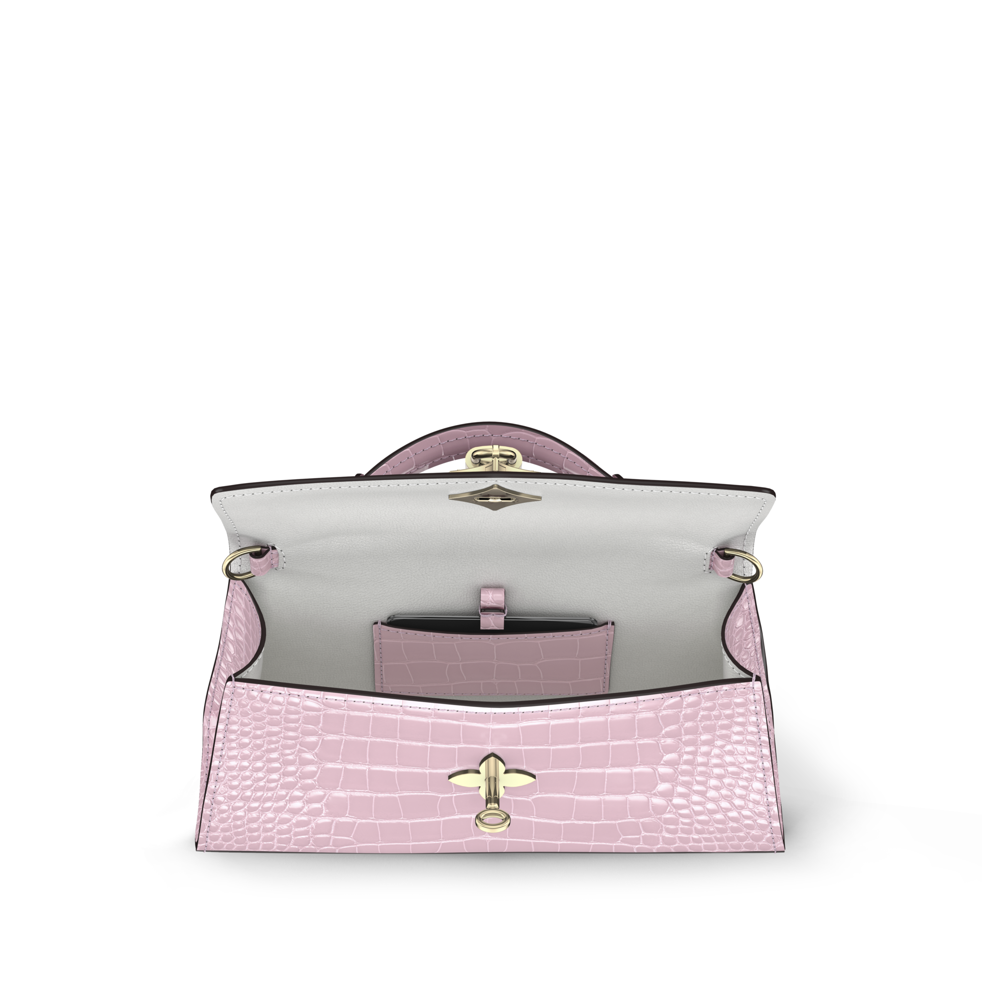 Pochette Rose des Vents Crocodilien Brillant - Handbags | LOUIS